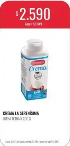 Supermercados Tadicor La serenísima - crema ultra tetra oferta