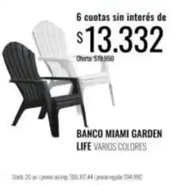 Supermercados Tadicor Garden life - banco miami garden life oferta