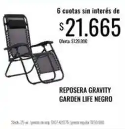Supermercados Tadicor Garden life - reposera gravity oferta