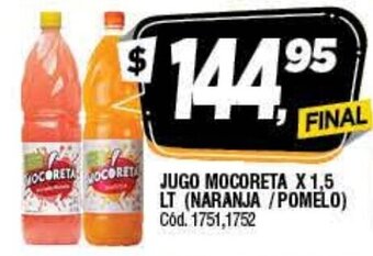 Supermercados Yaguar Jugo Mocoreta x 1.5 LT (Naranja/Pomelo) oferta