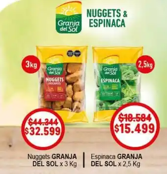 Granja del sol nuggets y espinaca