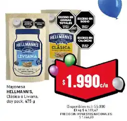 Cooperativa Obrera Hellmann's mayonesa clásica o liviana oferta