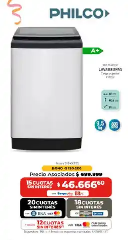 Cooperativa Obrera Philco lavarropas oferta