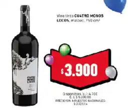 Cooperativa Obrera Cuatro manos vino tinto oferta