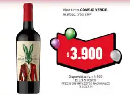 Cooperativa Obrera Conejo verde vino tinto oferta