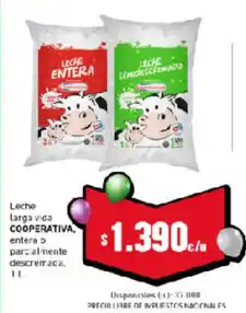 Cooperativa Obrera Leche larga vida cooperativa entera o descremada oferta