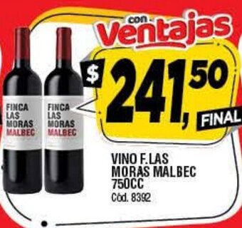 Supermercados Yaguar Vino F.Las Moras Malbec 750cc oferta