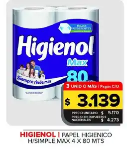 Carrefour Maxi Higienol papel higienico h/simple max oferta