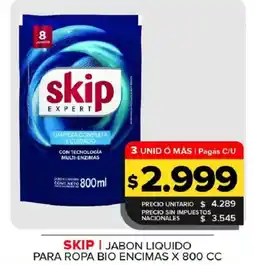 Carrefour Maxi Skip jabon liquido para ropa bio encimas oferta