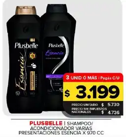 Carrefour Maxi Plusbelle shampoo/ acondicionador varias presentaciones esencia oferta