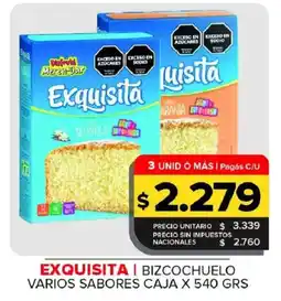Carrefour Maxi Exquisita bizcochuelo varios sabores oferta