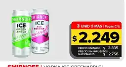 Carrefour Maxi Smirnoff vodka ice green apple/red berries oferta