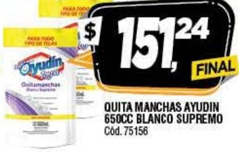 Supermercados Yaguar Quita Manchas Ayudin 650cc Blanco Supremo oferta