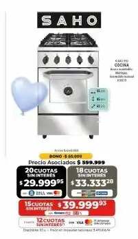Cooperativa Obrera Saho cocina de gas oferta