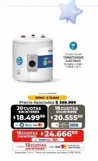 Cooperativa Obrera Termotanque electrico oferta