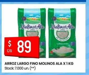 Walmart Arroz largo fino molinos ala x 1 kg oferta