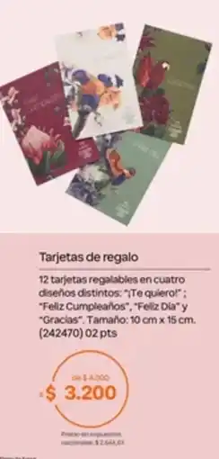 Natura Tarjetas de regalo oferta