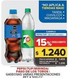 Carrefour Maxi Pepsi/7up/mirinda/paso de los toros - gaseosas oferta
