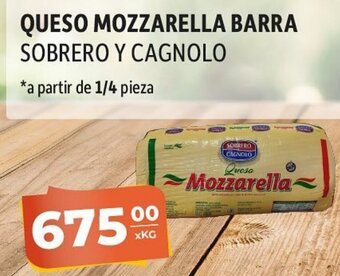 El Milagro Mayorista Queso Mozzarella Barra Sobrero y Cagnolo oferta
