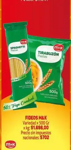 Makro M&k - fideos oferta