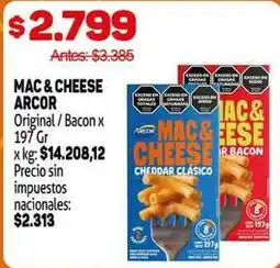 Makro Arcor - mac & cheese original / bacon oferta