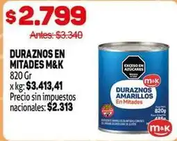 Makro M&k - duraznos en mitades oferta