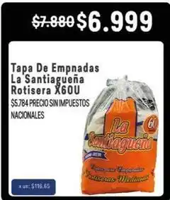 Makro La santiagueña - tapa de empanadas rotisera x60u oferta