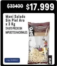 Makro Aro - maní salado sin piel oferta