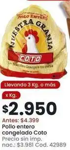 Coto Coto - pollo entero congelado oferta