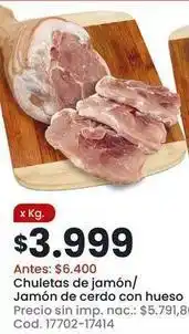 Coto Chuletas de jamón/ jamón de cerdo con hueso cod. 17702-17414 oferta