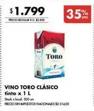 Disco Toro - vino toro clásico tinto oferta