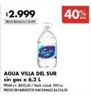 Disco Villa del sur - agua sin gas oferta