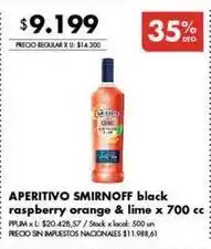 Disco Smirnoff - aperitivo black raspberry orange & lime oferta