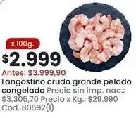 Coto Langostino crudo grande pelado congelado oferta