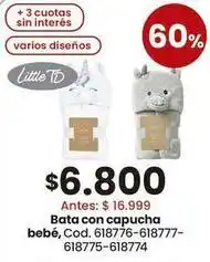 Coto Bata con capucha bebé, cod. 618776-618777-618775-618774 oferta