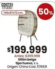 Coto Origen - sillón beige tipo huevo oferta