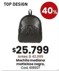 Coto Negro - mochila mediana mattelase negro, cod. 618507 oferta