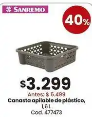 Coto Canasta apilable de plástico, 1,6 l. cod. 477473 oferta