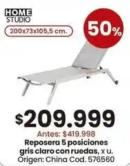 Coto Origen - reposera 5 posiciones gris claro con ruedas oferta
