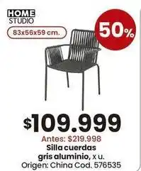 Origen - silla cuerdas gris aluminio