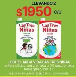 Supermercados Vea Las tres niñas - leche larga vida oferta