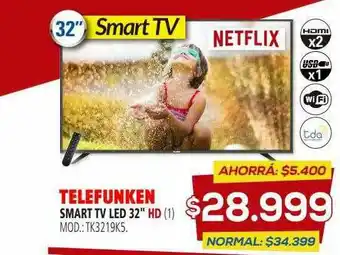 Casa del Audio Telefunken Smart Tv Led 32 oferta