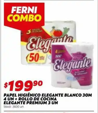 Ferniplast Papel Higiénico Elegante Blanco 30m 4 Un + Rollo De Cocina Elegante Premium 3 Un oferta