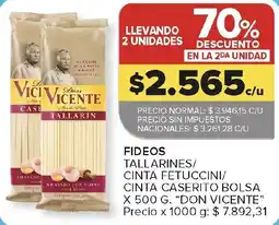 Carrefour Don vicente fideos tallarines/cinta fetuccini/cinta caserito oferta