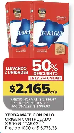 Carrefour Taragui yerba mate con palo oferta