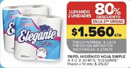 Carrefour Elegante papel higiénico hoja simple oferta
