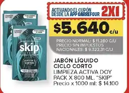Carrefour Skip jabón líquido ciclo corto limpieza activa doy oferta