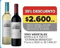 Carrefour Estancia mendoza vino varietales oferta