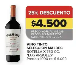 Carrefour Los arboles vino tinto selección malbec oferta