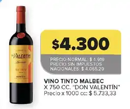 Carrefour Don valentin vino tinto malbec oferta